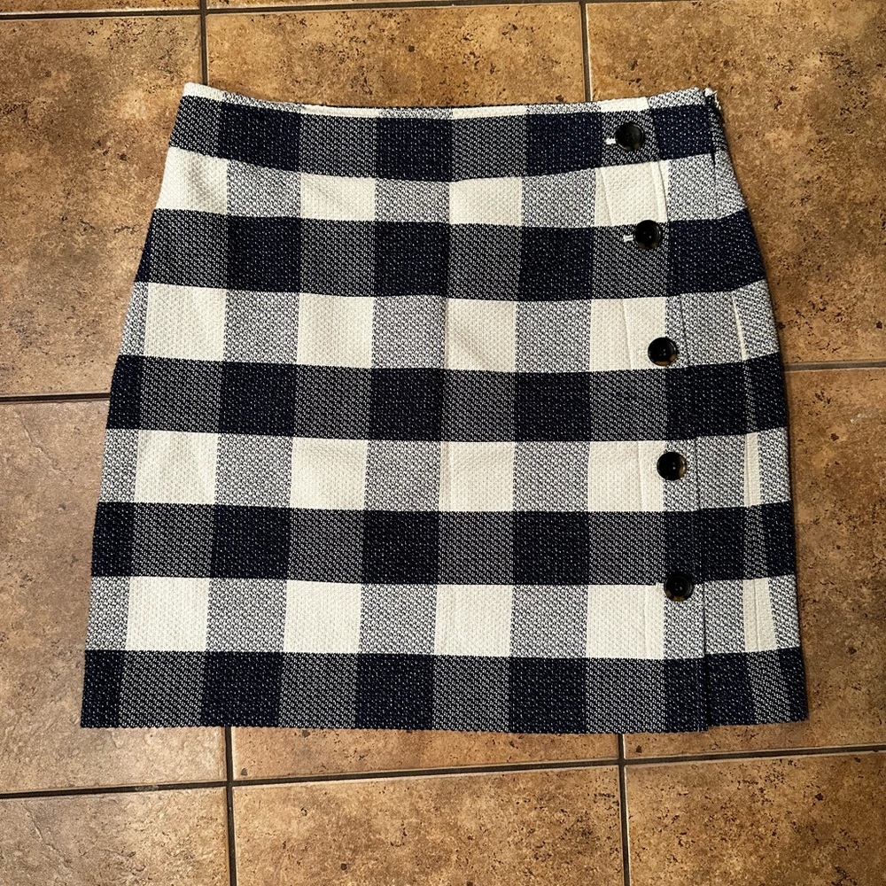 NWT ann taylor white and blue checkered skirt size 10